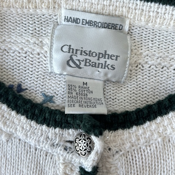 Christopher & Banks Hand Embroidered Winter Ice Skater Cardigan Sweater - Picture 5 of 5